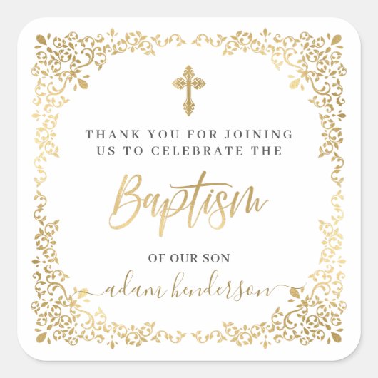 Moderne botanische baptisme Dank je wel Vierkante Sticker (Voorkant)