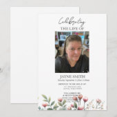 Moderne botanische begrafenisdienst e-vite kaart (Voorkant / Achterkant)