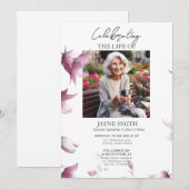 Moderne botanische begrafenisdienst e-vite kaart (Voorkant / Achterkant)