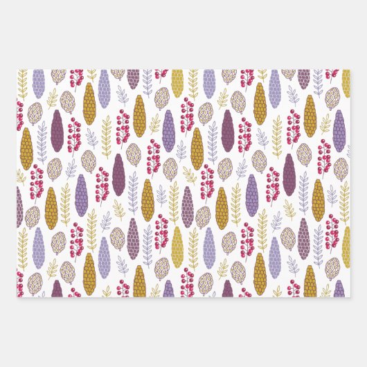 Moderne botanische berry Pattern Inpakpapier Vel (Voorkant)