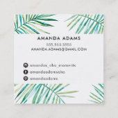 MODERNE BOTANISCHE BLADEREN boho waterverf palm Vierkante Visitekaartje (Achterkant)