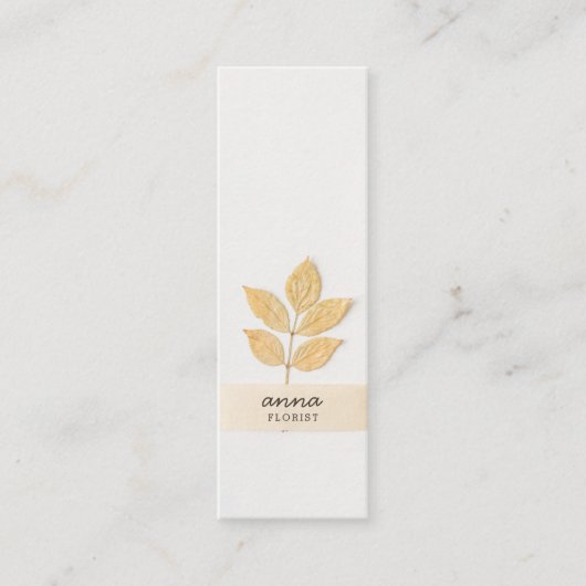 Moderne botanische bladeren elegante grijze eenvou mini visitekaartje (Voorkant)