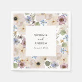 Moderne Botanische Bloemen Bruiloft Servet (Voorkant)