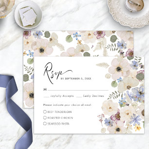 Moderne Botanische Bloemen Maaltijd RSVP Kaart