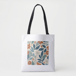 Moderne botanische bloemen – Terracotta en blauw Draagtas