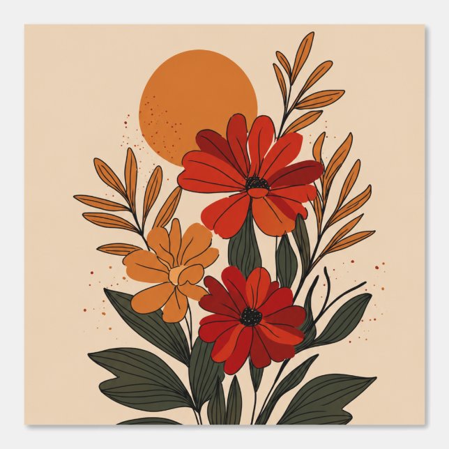 Moderne Botanische Bloemenbehang Behang (Voorkant)