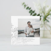 Moderne botanische bloemfoto save the date (Staand voorkant)