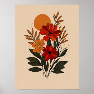 Moderne Botanische Bloemige Muurkunst Poster