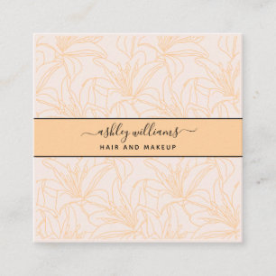 Moderne botanische Blush Black Script Name Square Vierkante Visitekaartje