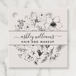Moderne botanische Blush en Black Square Business Bedankjes Labels