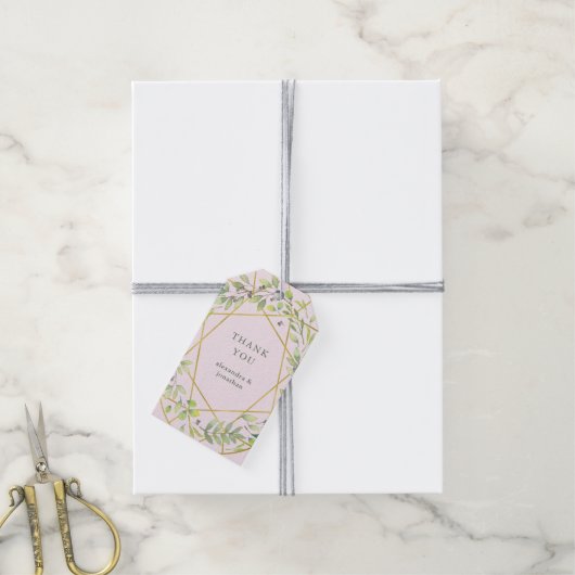 Moderne Botanische | Blush en Faux Gold Bedankt Cadeaulabel (Met Touw)