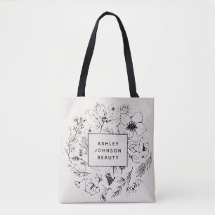 Moderne botanische Blush en zwarte branding Draagtas