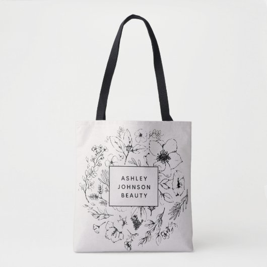 Moderne botanische Blush en zwarte branding Draagtas (Voorkant)