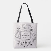 Moderne botanische Blush en zwarte branding Draagtas (Achterkant)
