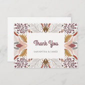 Moderne botanische boho Floral Border Wedding Bedankkaart (Voorkant / Achterkant)