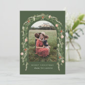 Moderne botanische boog Kerst foto Vakantie Kaart (Staand voorkant)