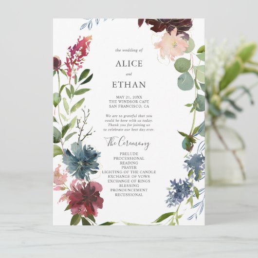 Moderne botanische Bourgogne Eucalyptus Weddenscha Programma (Staand voorkant)