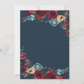 Moderne botanische Bourgogne Floral Wedding Kaart (Achterkant)