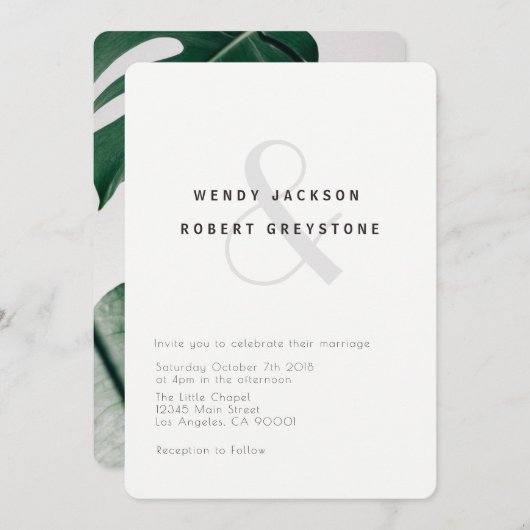 Moderne Botanische bruiloft uitnodiging (Voorkant / Achterkant)