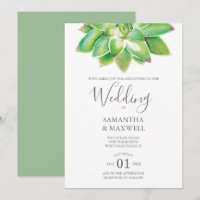 Moderne Botanische Bruiloft Uitnodiging Succulent