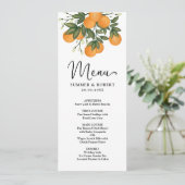 Moderne Botanische Citrus Greenery Wedding Menu Ca Kaart (Staand voorkant)