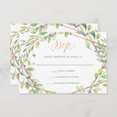 Moderne Botanische | Copper Look Bruiloft RSVP (Voorkant / Achterkant)