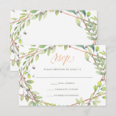 Moderne Botanische | Copper Look Bruiloft RSVP Kaartje (Voorkant / Achterkant)