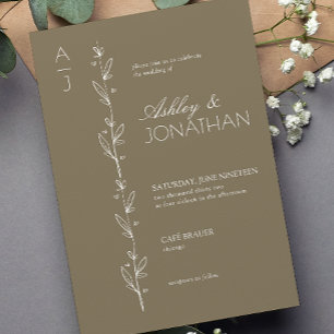 Moderne Botanische Divider Bruin Huwelijk Bruin Kaart