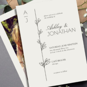 Moderne Botanische Divider Wedding Bone Foto Kaart