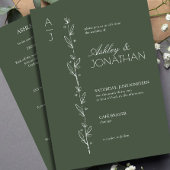 Moderne Botanische Divider Wedding Green All-in-On Kaart