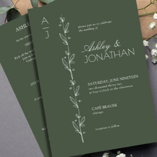 Moderne Botanische Divider Wedding Green All-in-On Kaart
