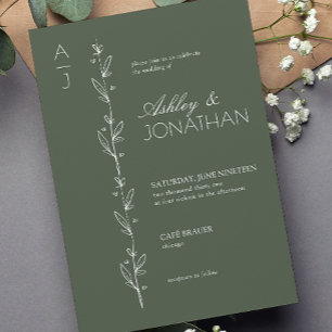 Moderne Botanische Divider Wedding Groen Kaart