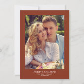 Moderne Botanische Divider Wedding Redwood Foto Kaart (Achterkant)