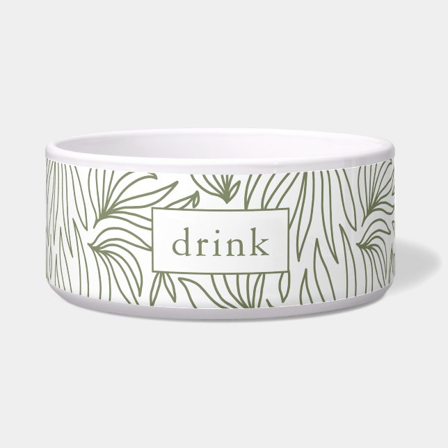 Moderne botanische Drink Dog Bowl Voerbakje (Voorkant)