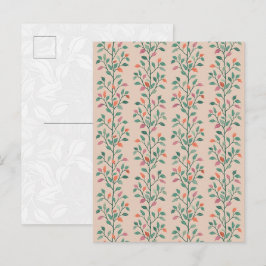 Moderne botanische elegante bladpatroon op blozen briefkaart