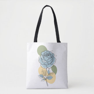 Moderne botanische esthetiek - Blauwe roos lijnkun Draagtas