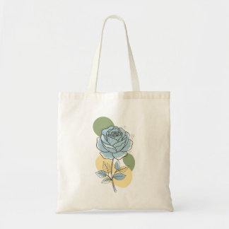 Moderne Botanische Esthetiek - Blauwe Roos Lijnkun Tote Bag