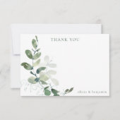 Moderne botanische Eucalyptus aangepaste bruiloft Bedankkaart (Voorkant)