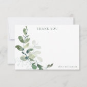 Moderne Botanische Eucalyptus Aangepaste Bruilofts Bedankkaart (Voorkant)