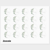 Moderne botanische eucalyptus aangepaste bruilofts ronde sticker (Vel)