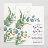 Moderne botanische Eucalyptus Greenery Wedding Kaart (Voorkant / Achterkant)