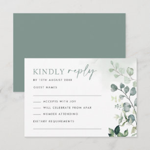 Moderne botanische Eucalyptus Greenery Wedding RSV Kaart