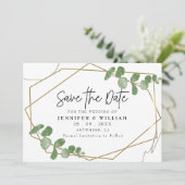 Moderne botanische eucalyptus Save the Date Kaart (Staand voorkant)