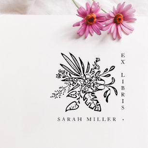 Moderne botanische Ex Libris Aangepaste Naam Boek Rubberstempel