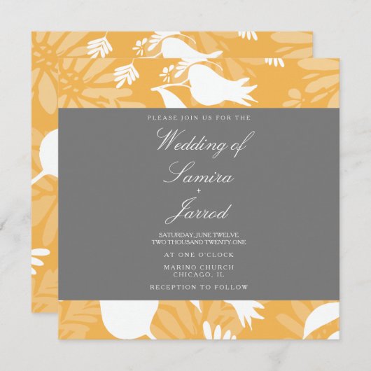 Moderne botanische geelgrijze tulpverbinding (Voorkant / Achterkant)