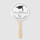 Moderne Botanische Graduation Cap Foto Handwaaier (Voorkant)