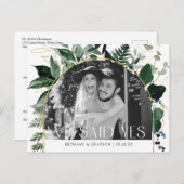 Moderne Botanische Greenery QR code foto bruiloft  Aankondigingskaart (Voorkant / Achterkant)