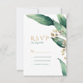 Moderne botanische groen rustieke bruiloft RSVP Kaartje (Voorkant)