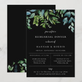 Moderne Botanische Groenheid Zwart Oefendiner Aankondiging (Voorkant / Achterkant)