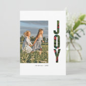 Moderne botanische Joy Red Green Holiday-fotokaart (Staand voorkant)